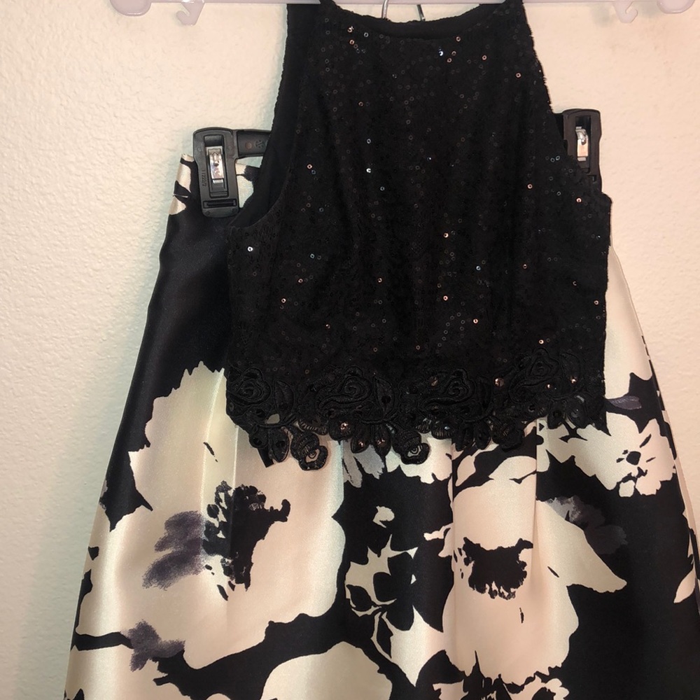 Two piece black and white homecoming dress
